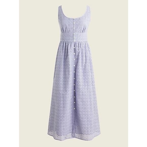 J. Crew Button Front Eyelet Dress Periwinkle Gray Size 8 - Picture 13 of 13
